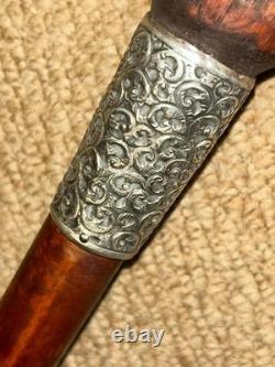 Victorian Walking Stick Gadget Carved Mechanical Duck Hallmarked 1897 Silver