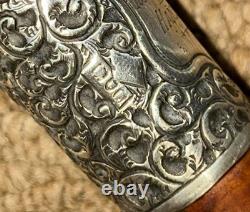 Victorian Walking Stick Gadget Carved Mechanical Duck Hallmarked 1897 Silver