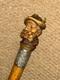 Victorian Walking Stick Hand-Carved Bavarian Man & Hallmarked 1895 Silver Collar