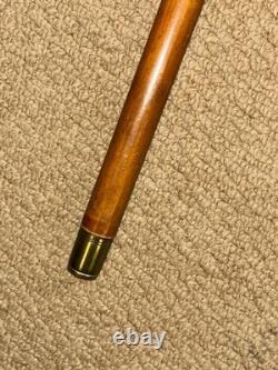 Victorian Walking Stick Hand-Carved Bavarian Man & Hallmarked 1895 Silver Collar