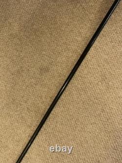 Victorian Walking Stick Hand-Carved Bovine Horn Dog & Hallmarked 1884 Silver