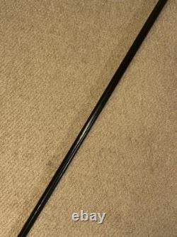 Victorian Walking Stick Hand-Carved Bovine Horn Man & Brown Leather Collar