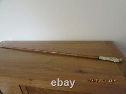 Victorian walking out stick carved lady seated on scrolls bamboo shaft 95cm