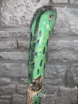 Vintage 38 Hand Carved Snake Reptile Wooden Walking Cane Handmade Walking Stick