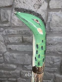 Vintage 38 Hand Carved Snake Reptile Wooden Walking Cane Handmade Walking Stick