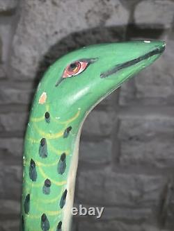 Vintage 38 Hand Carved Snake Reptile Wooden Walking Cane Handmade Walking Stick