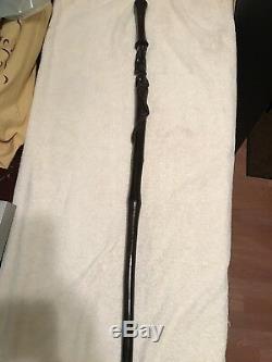 Vintage African Hand Carved Wood Cane Walking Stick Solid 39 Inches