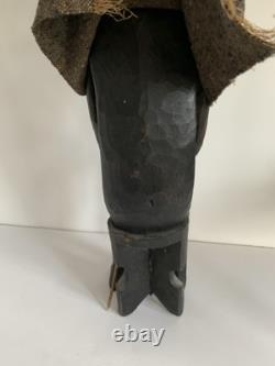 Vintage African Hand Carved Wood Wooden Man Walking Stick Figure Ornament Tribal