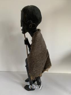 Vintage African Hand Carved Wood Wooden Man Walking Stick Figure Ornament Tribal