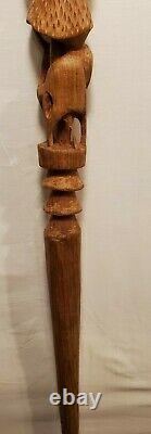 Vintage African Inspired Hand Carved Wood Elephant Gazel Cane Walking Stick 38