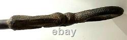 Vintage African, monkey carved walking stick with hoop head 91 cm long