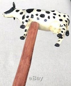 Vintage Antique 1988 Ralph BuckWalter Folk Art Carved Wood Walking Stick Cane