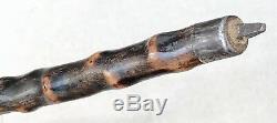 Vintage Antique 19C Carved Engraved Antler Stag Knobby Shaft Walking Stick Cane