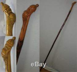 Vintage/Antique Carved Head/Face Top Rustic Theme Walking Stick/Dress Cane 102cm