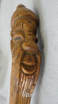 Vintage/Antique Carved Head/Face Top Rustic Theme Walking Stick/Dress Cane 102cm