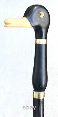 Vintage Antique Carved Wood Duck Head Top Swagger Knob Walking Stick Cane