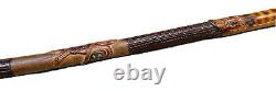 Vintage Antique Carved Wood Military Eagle Snake Knob Swagger Walking Stick Cane