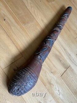 Vintage Antique Chinese Japanese Asian Carved Wood Walking Stick Cane Old