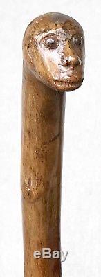 Vintage Antique Civil War Primitive Knobby Carved Wood Walking Stick Cane Old