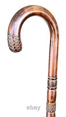 Vintage Antique Classic Crook Handle Carved Hardwood Shaft Walking Stick Cane