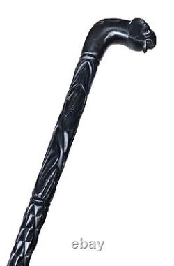 Vintage Antique Folk Art Carved Ebony Wood Elephant Heavy Walking Stick Cane