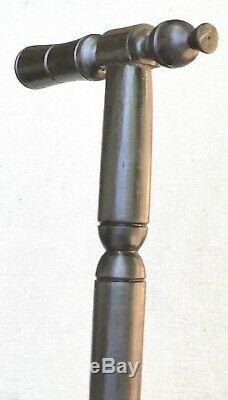 Vintage Antique Folk Art Carved Wood Gadget Hammer Walking Stick Cane
