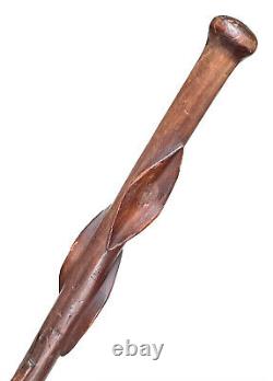 Vintage Antique Folk Art Carved Wood Reptiles Swagger Knob Walking Stick Cane