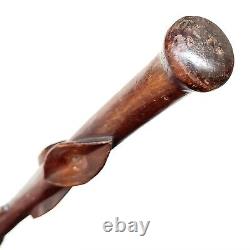 Vintage Antique Folk Art Carved Wood Reptiles Swagger Knob Walking Stick Cane