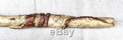 Vintage Antique Folk Art Carved Wood Snake Swagger Fat Knob Walking Stick Cane