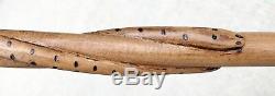 Vintage Antique Folk Art Carved Wood Two Snakes Knob Swagger Walking Stick Cane