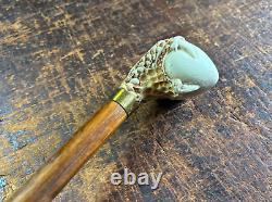 Vintage/Antique Hand Carved Walking Cane/Stick Faux Ivory Claw Foot & Egg