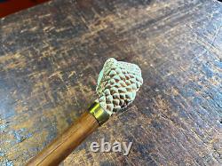 Vintage/Antique Hand Carved Walking Cane/Stick Faux Ivory Claw Foot & Egg