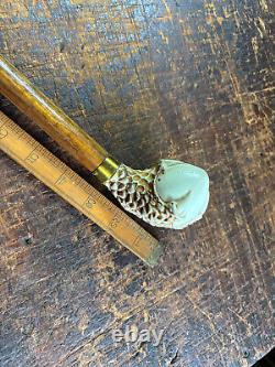 Vintage/Antique Hand Carved Walking Cane/Stick Faux Ivory Claw Foot & Egg