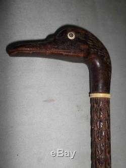 Vintage/Antique Hand Carved Wooden Dress Cane/Walking Stick- Duck's Head Top