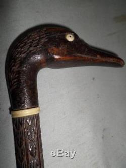 Vintage/Antique Hand Carved Wooden Dress Cane/Walking Stick- Duck's Head Top