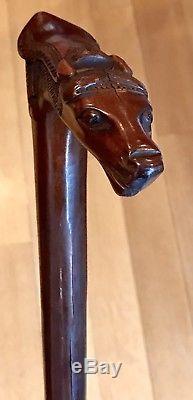 Vintage Antique Kepkypa Corfu Carved Wood Horse Head Walking Stick Cane