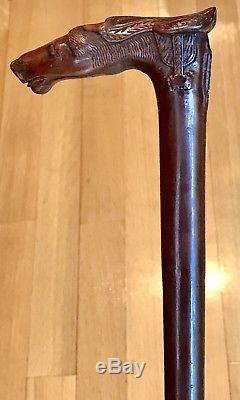 Vintage Antique Kepkypa Corfu Carved Wood Horse Head Walking Stick Cane