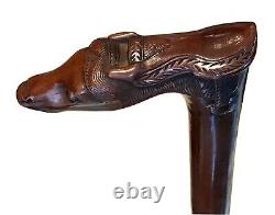 Vintage Antique Kepkypa Corfu Greece Carved Wood Horse Head Walking Stick Cane