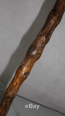Vintage/Antique Rustic Theme Carved Detailed Walking/Dress Cane- Face/Head Top