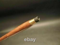 Vintage Antique Style Brass Handle 37 Spiral Carved Wooden Walking Stick Cane