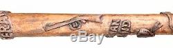 Vintage Antique WW1 US DAV Veteran Military Carved Wood Walking Stick Cane Old
