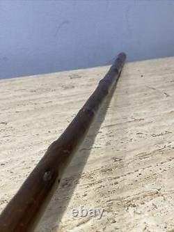 Vintage Antique Walking Stick Cane With Carved Bone Eagle With Fish Handle