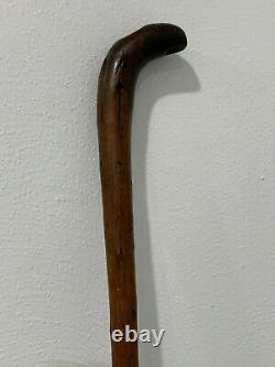 Vintage Antique Wood Shillelagh Walking Stick / Cane with Carved Whistle in Handle