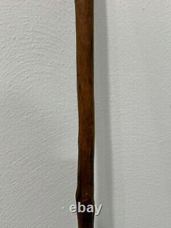 Vintage Antique Wood Shillelagh Walking Stick / Cane with Carved Whistle in Handle