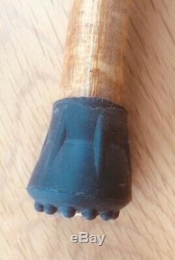 Vintage Black Rams Horn Thistle shaped carved handle Shepherds Crook 51 in long