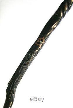 Vintage Carved BLACK CORAL Walking Stick Made In & From Jamaica