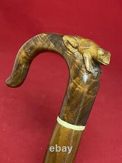 Vintage Carved Figural Frog Cane Walking Stick
