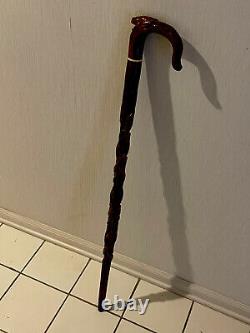 Vintage Carved Figural Frog Cane Walking Stick