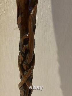 Vintage Carved Figural Frog Cane Walking Stick