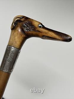 Vintage Carved Greyhound Walking Cane/Stick